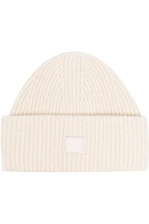 Acne Studios Ribstrikket hue med logomotiv