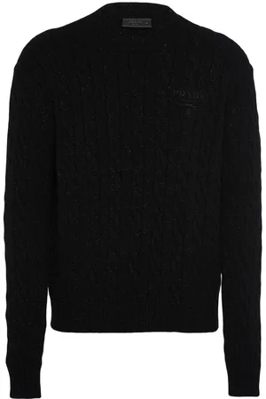 Prada Kabelstrikket trøje med logo-broderi