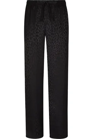 Dolce & Gabbana Joggingbukser i jacquard og silke med ocelot-tryk
