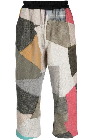 BY WALID Cropped bukser med patchwork