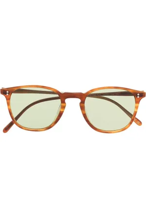 Oliver Peoples Solbriller med skildpaddeeffekt og rundt stel