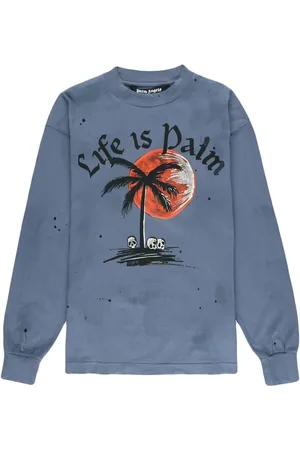 Palm Angels Sweatshirt med grafisk tryk og slitageeffekt