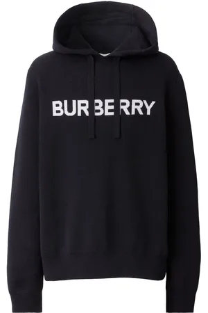 Burberry Intarsiastrikket hættetrøje med logo og snoretræk