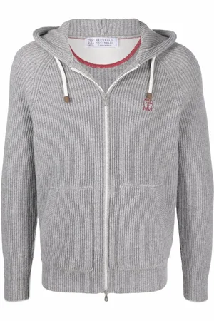 Brunello Cucinelli Ribbet jakke med broderet logo