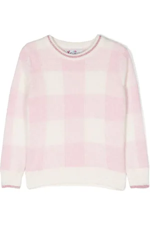 MC2 SAINT BARTH Gingham-strikket trøje med rund hals