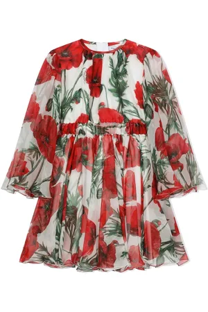 Dolce & Gabbana Smock-kjole med valmue-tryk