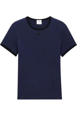 Courrèges T-shirt med kontrastkant og logo
