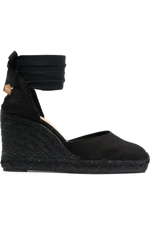 Castaner åbne espadrille med ankelbånd og kilehæl