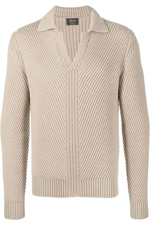 BRIONI Ribstrikket trøje med V-hals