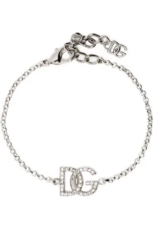Dolce & Gabbana Krystaludsmykket armbånd med logovedhæng