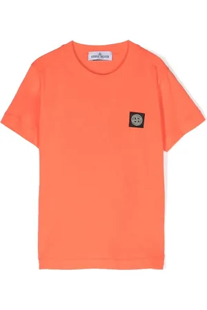 Stone Island T-shirt med logomærke og rund hals