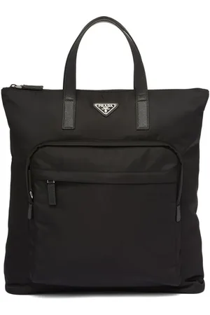 Prada Skuldertaske i saffiano-læder og nylon