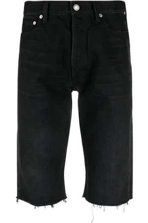 Saint Laurent Denimshorts med frynsekant