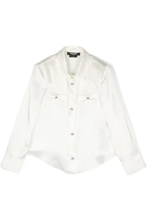 Balmain Skjorte i silkesatin med knapudsmykning