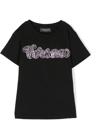 VERSACE T-shirt med krystaludsmykket logo