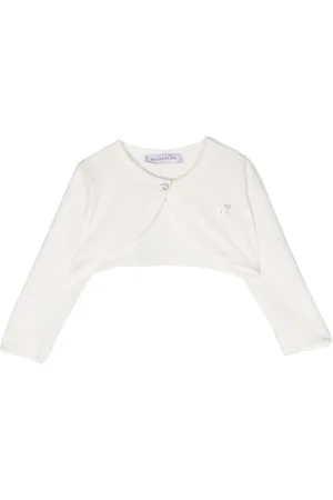 MONNALISA Cropped cardigan med rhinsten-logo