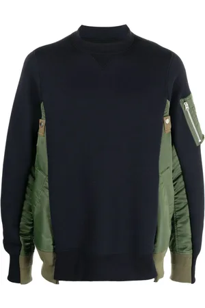 SACAI Sweatshirt med rund hals og patchwork-detalje