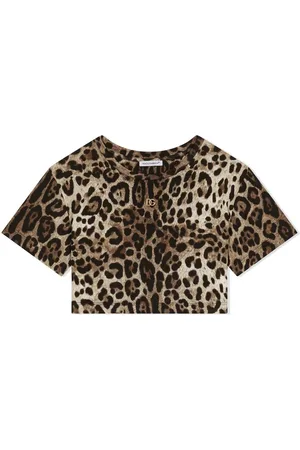 Dolce & Gabbana Cropped T-shirt med leopardtryk