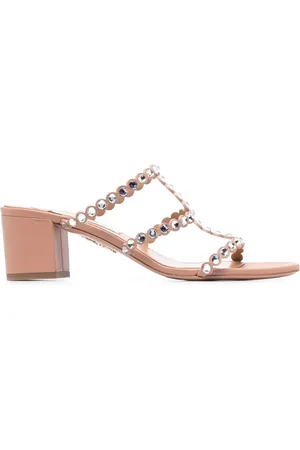 Aquazzura 55mm sandaler med åben tå og krystaludsmykning
