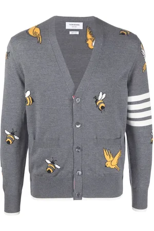 Thom Browne Cardigan med intarsia-mønster og 4-Bar-detalje