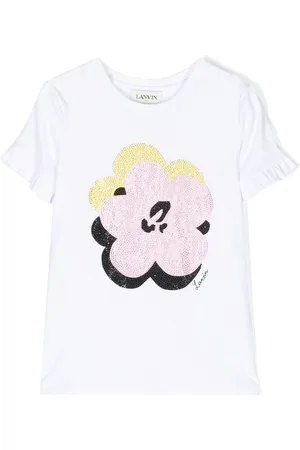 Lanvin T-shirt med blomstret tryk og paillet-detalje