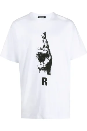 RAF SIMONS T-shirt med håndtegn-tryk