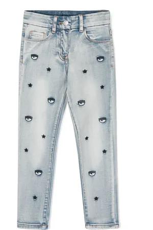 Chiara Ferragni Denimjeans med Eyelike-motiv