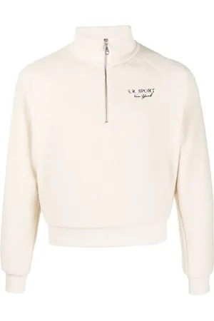 Sporty & Rich Trøje med broderet logo og kort lynlås