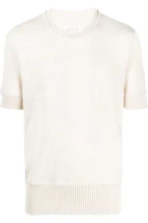 Maison Margiela Strikket T-shirt med ribbet kant