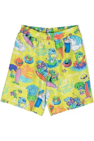 VERSACE Shorts i silke med logotryk