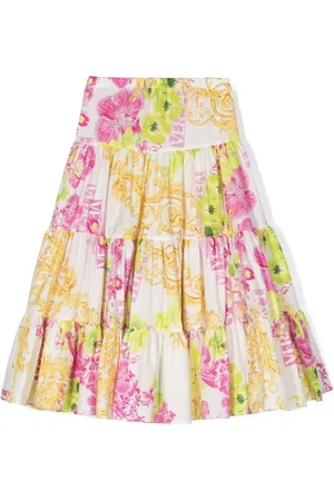 VERSACE Plisseret nederdel med blomstertryk