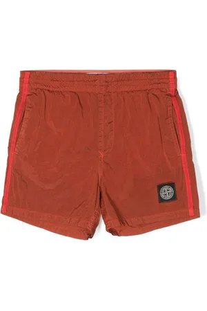 Stone Island Drenge Badeshorts - Crinkled logo-patch swim shorts
