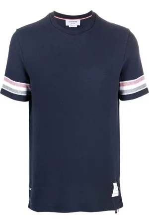 Thom Browne Stribet T-shirt i strik med tre farver