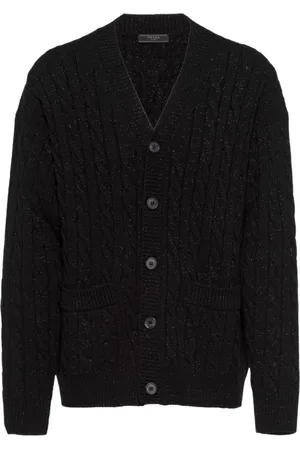 Prada Cardigan i uld og kashmir med metallisk tråd