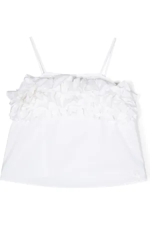 MISS BLUMARINE T-shirt med flæsedetaljer og spaghetti-stropper