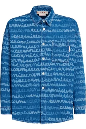 Marni Skjorte i denim med håndskrift-tryk