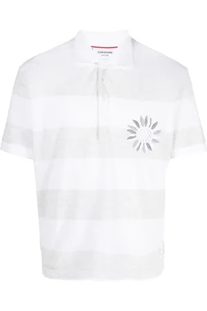 Thom Browne Stribet polo med blomsterbroderi