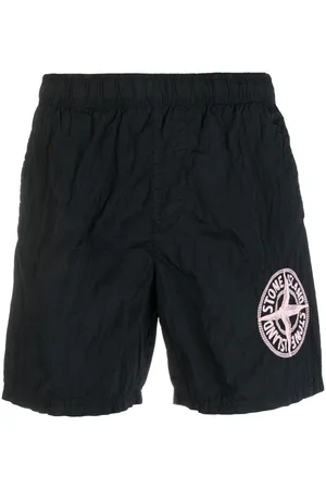 Stone Island Mænd Shorts - Compass-embroidered track shorts