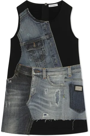 Dolce & Gabbana Patchwork-denimkjole med A-snit