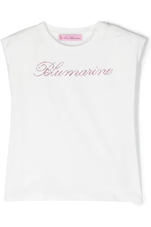 MISS BLUMARINE T-shirt med krystal og logotryk