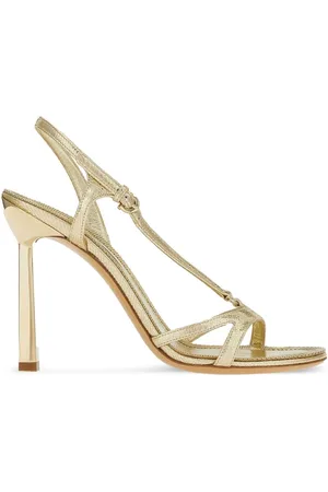 Salvatore Ferragamo Gancini 105mm lædersandaler med metallisk effekt