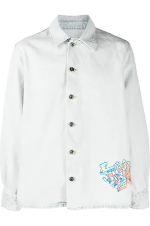 OFF-WHITE Denimskjorte med graffiti-tryk