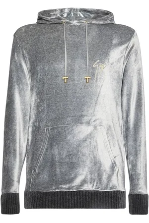 Giuseppe Zanotti Hættetrøje i velour med broderet logo