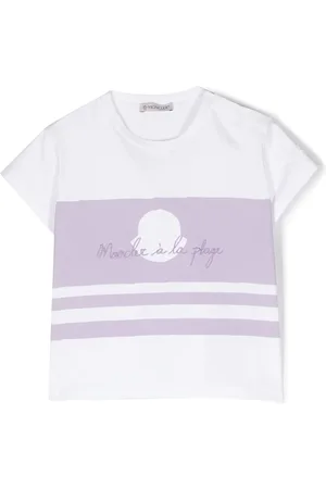 Moncler Stribet T-shirt med broderet logo
