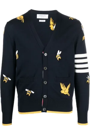 Thom Browne Cardigan med intarsia-mønster og 4-Bar-detalje