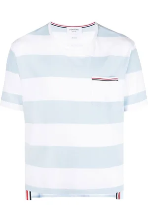 Thom Browne Stribet T-shirt med RWB-lomme