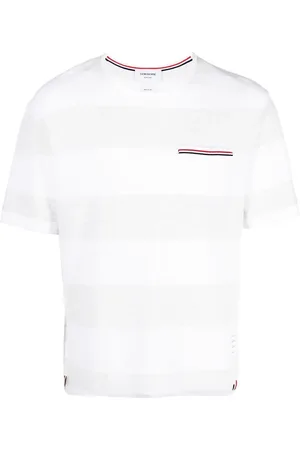 Thom Browne Stribet T-shirt med RWB-lomme