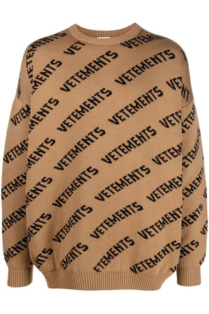 Vetements Intarsiastrikket trøje med logotryk