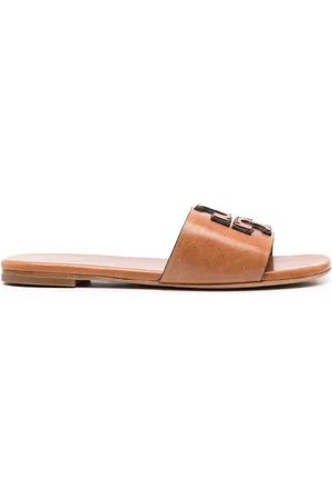 Tory Burch Lædersandaler med præget logo