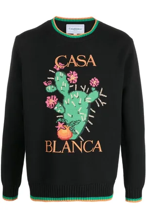Casablanca Blomstret intarsia-strikket trøje med rund hals